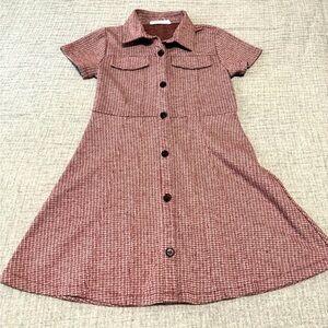 Maroon and grey plaid Zara school dress girls size 10. Runs a little small